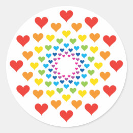 Sticker Rond Coeurs de couleur arc-en-ciel