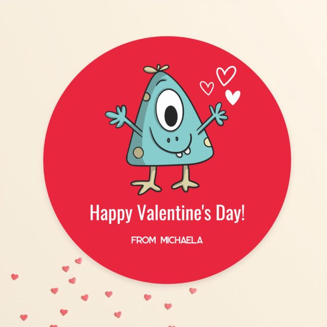 Sticker Rond Coeurs de la Saint Valentin Rouge (Créateur téléchargé)