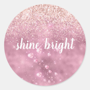Sticker Rond Coeurs de Parties scintillant rose brillant