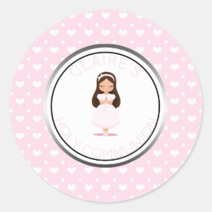 Sticker Rond Coeurs de rose de faveur de fille de sainte