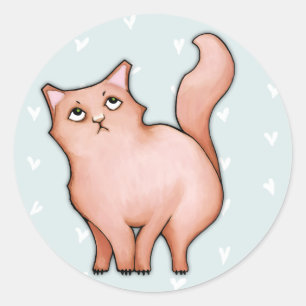 Sticker Rond Coeurs de Sulky Sue Cat Grumpy