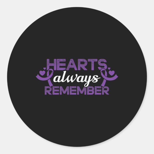 Sticker Rond Coeurs Démence Violet Ribbon Support de sensibilis (Devant)