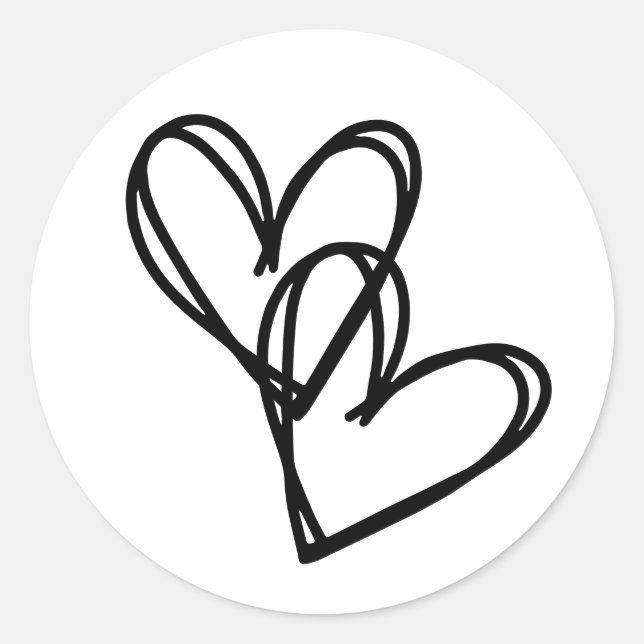 Sticker Rond cœurs dessinés à la main, entrelacés. Saint-Valent (Devant)