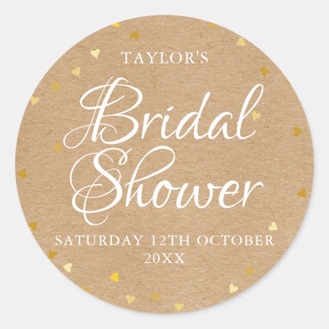 Sticker Rond Coeurs d'or rustique confetti nuptiale douche de p (Devant)