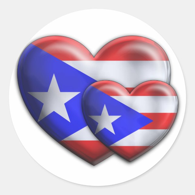 Sticker Rond Coeurs du drapeau portoricain (Devant)