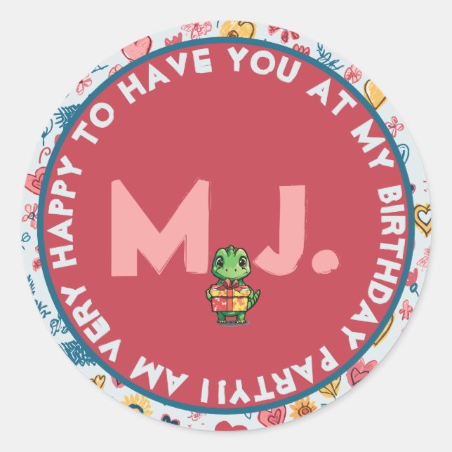 Sticker Rond Coeurs et fleurs de rayonne personnalisables (Devant)