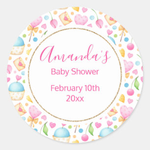 Sticker Rond Coeurs et muffins Motif de l'aquarelle