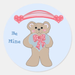 Sticker Rond Coeurs et ours Soyez miens