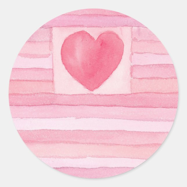 Sticker Rond Coeurs et rayures de Saint-Valentin (Devant)