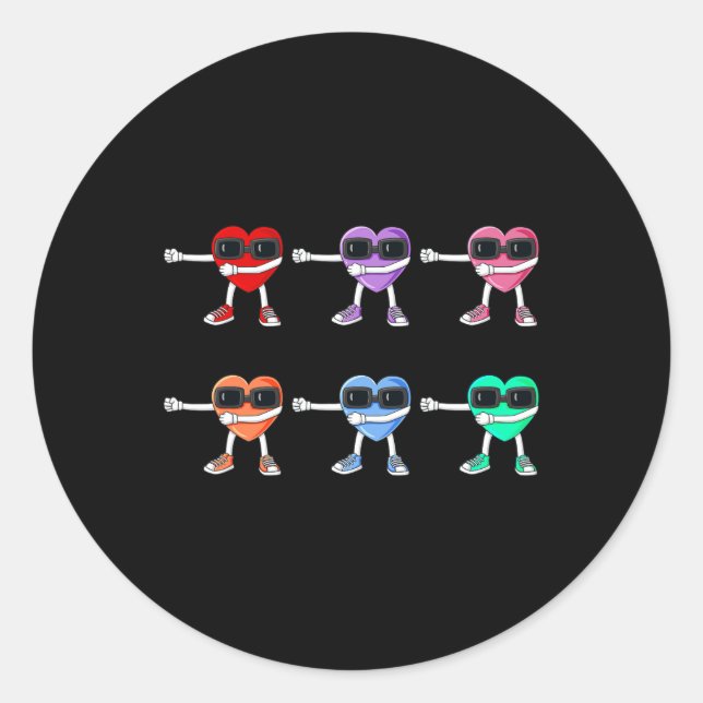 Sticker Rond Coeurs Flossants Valentines Jour Floss Comme Un Bo (Devant)