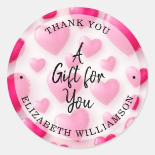 Sticker Rond Cœurs Merci