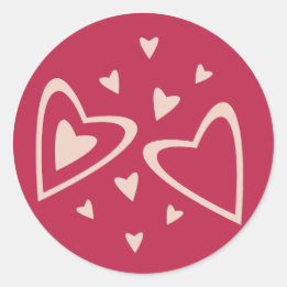 Sticker Rond Cœurs Nucléaires - rouge magenta - image.     
