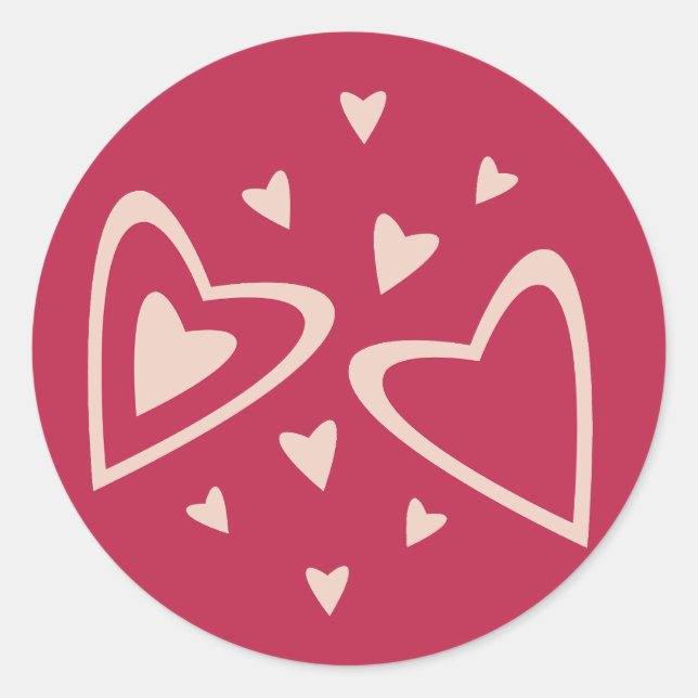 Sticker Rond Cœurs Nucléaires - rouge magenta - image.      (Devant)