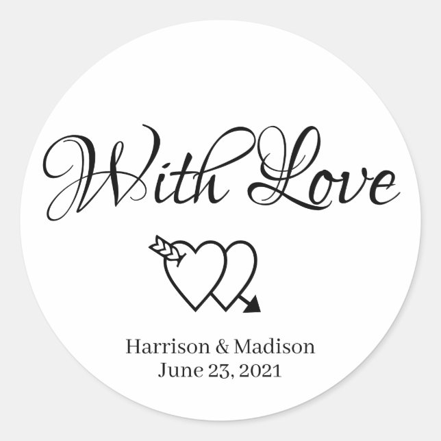 Sticker Rond Coeurs personnalisés Mariage cadeau de faveur étiq (Devant)