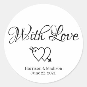 Sticker Rond Coeurs personnalisés Mariage cadeau de faveur étiq