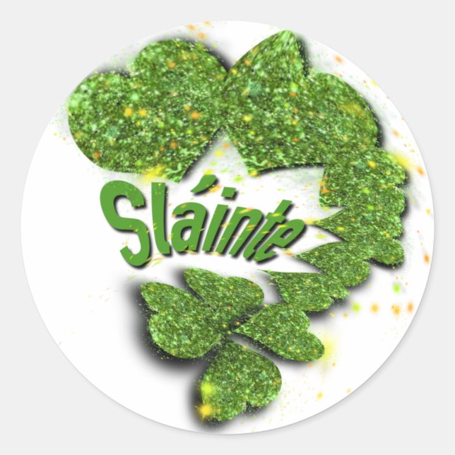 Sticker Rond Coeurs pétillants Shamrock verts st patty Shainte (Devant)