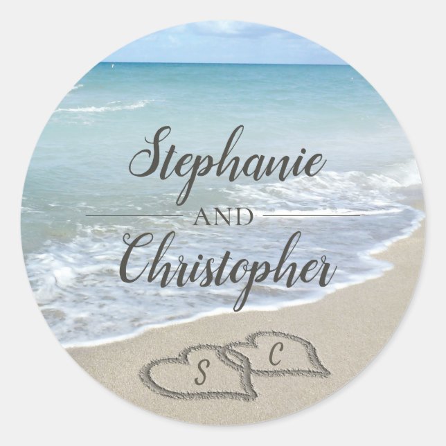 Sticker Rond Coeurs pittoresques dans le phoque de mariage de S (Devant)