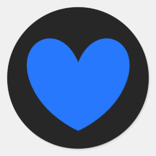 Sticker Rond Coeurs polka bleu sur noir