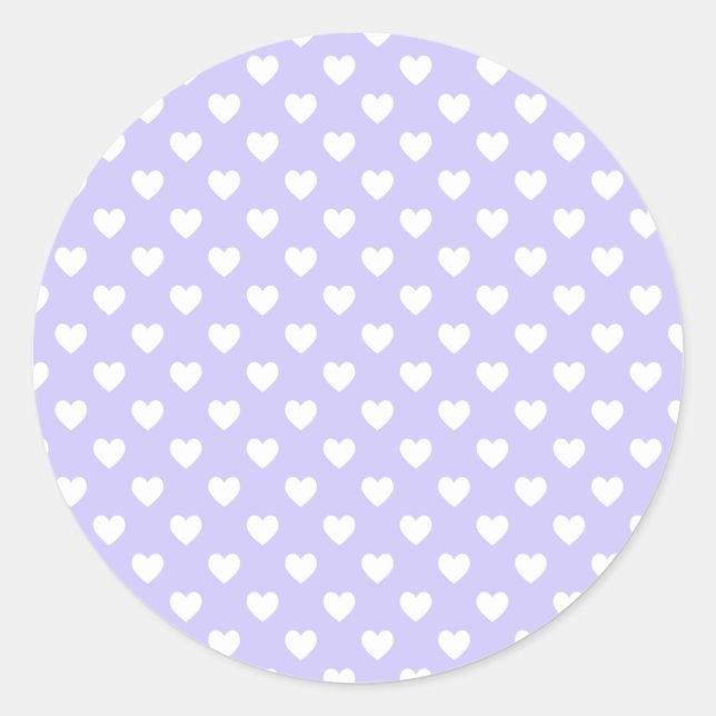 Sticker Rond Coeurs Pots Polka violet et blanc vierges (Devant)