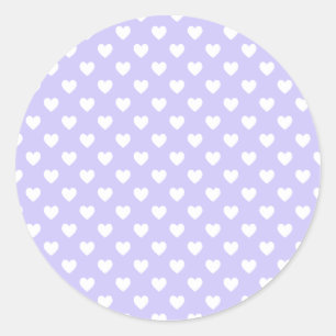 Sticker Rond Coeurs Pots Polka violet et blanc vierges
