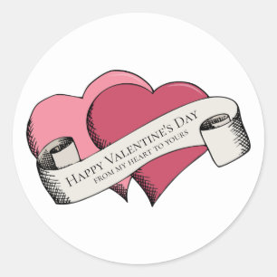 Sticker Rond Coeurs roses Heureuses Saintes-Valentin