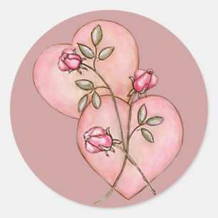 Sticker Rond COEURS & ROSES par SHARON SHARPE