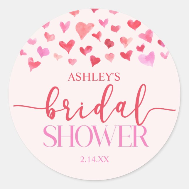 Sticker Rond Cœurs Roses Rouges Mariage Saint-Valentin (Devant)