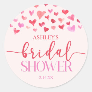 Sticker Rond Cœurs Roses Rouges Mariage Saint-Valentin