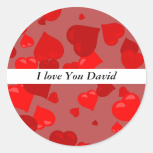 Sticker Rond Coeurs rouges, je t'aime David