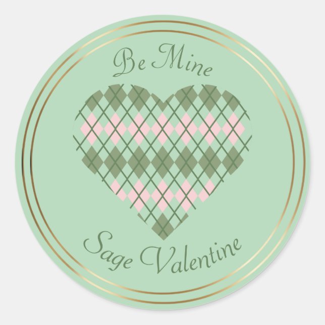 Sticker Rond Coeurs Sage Sage et Coeur Jacquard rose (Devant)