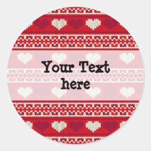 Sticker Rond Coeurs tricot sans couture motif 1 + vos idées