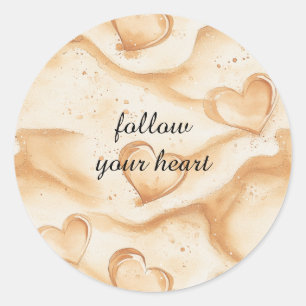 Sticker Rond Cœurs tropicaux dans la plage de sable  