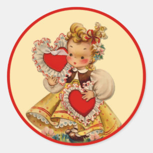 Sticker Rond Coeurs vintages ma chérie