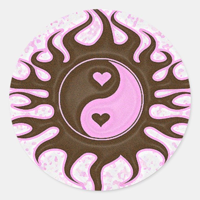 Sticker Rond Coeurs Yin Yang (Devant)