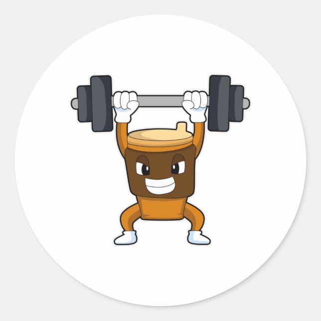 Sticker Rond Coffee at Strength entraînement avec Barbell (Devant)