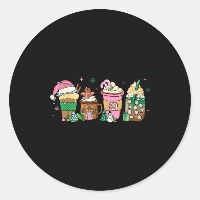 Sticker Rond Coffee Christmas Gingerbread Nk Women Latte Cozy W (Devant)