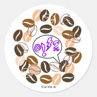 Sticker Rond COFFEE & CUSSIN' by Jeff Willis Art