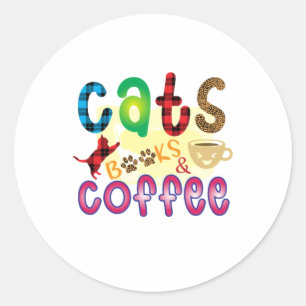 Sticker Rond Coffee de Cat Art Cats