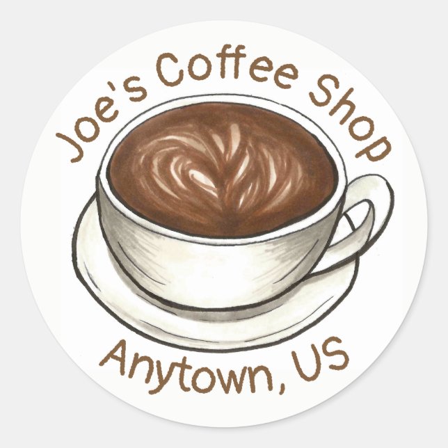 Sticker Rond Coffee House Shop Latte Cappucino Cup (Devant)