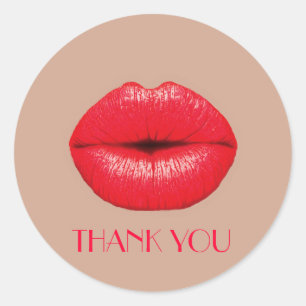 Sticker Rond Coffee Lips baiser pop art Merci