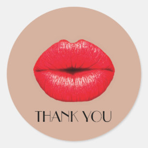 Sticker Rond Coffee Lips baiser pop art Merci