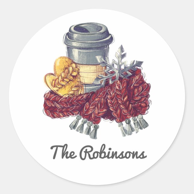 Sticker Rond Coffee Lover's Christmas Cheer (Devant)