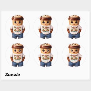 Sticker Rond Coffee Man – Création amusante pour les vrais rois