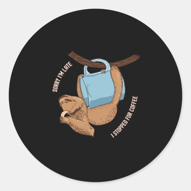 Sticker Rond Coffee Sloth (Devant)