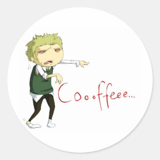 Sticker Rond Coffee Zombie