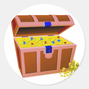 Sticker Rond Coffre au trésor de pirate