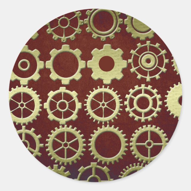 Sticker Rond Cogs et engrenages en vapeur (Devant)