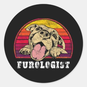 Sticker Rond Coiffeur drôle de chien urologue homme mignon toil