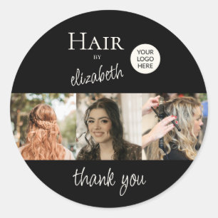 Sticker Rond Coiffeur Salon De Coiffure Script 3 Photos Logo No