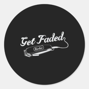 Sticker Rond Coiffeur Styliste Barber Obtenir Faded Coiffeur Ca